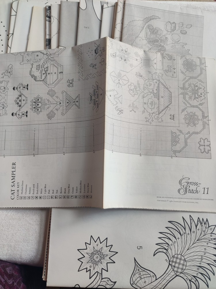 1963 American Needlework Patterns Instructions Uncut 176 Early American Designs