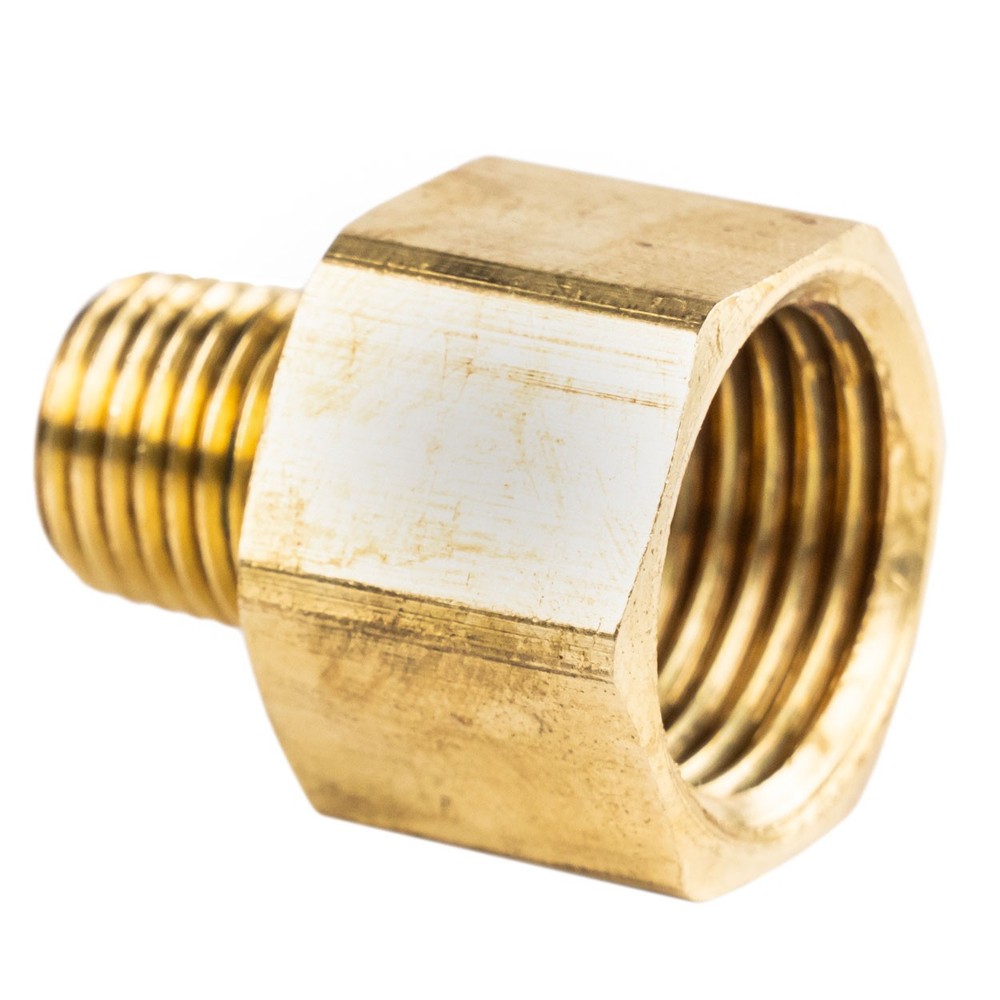 1/2" FNPT - 1/4" MNPT Pipe Adapter Solid Brass Pressure Gauge Connector Extender
