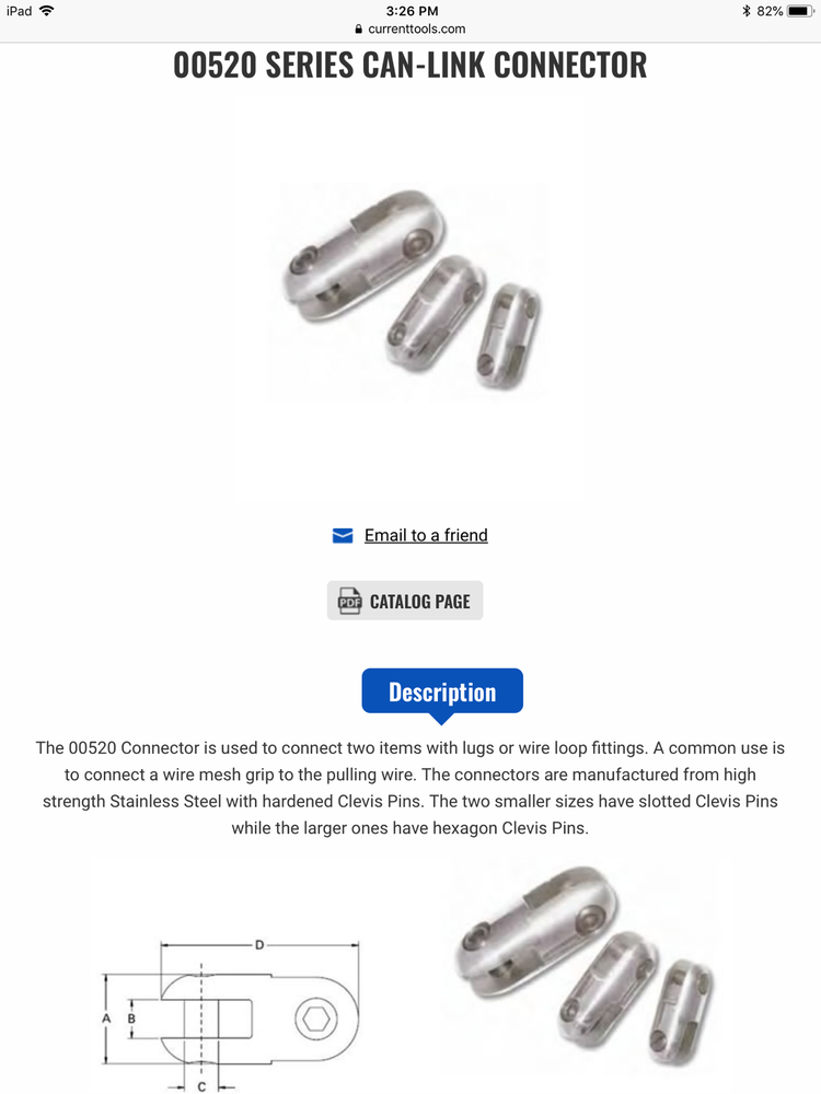 Current Tools 00520-027 can-link connector 9000LBS. NIB