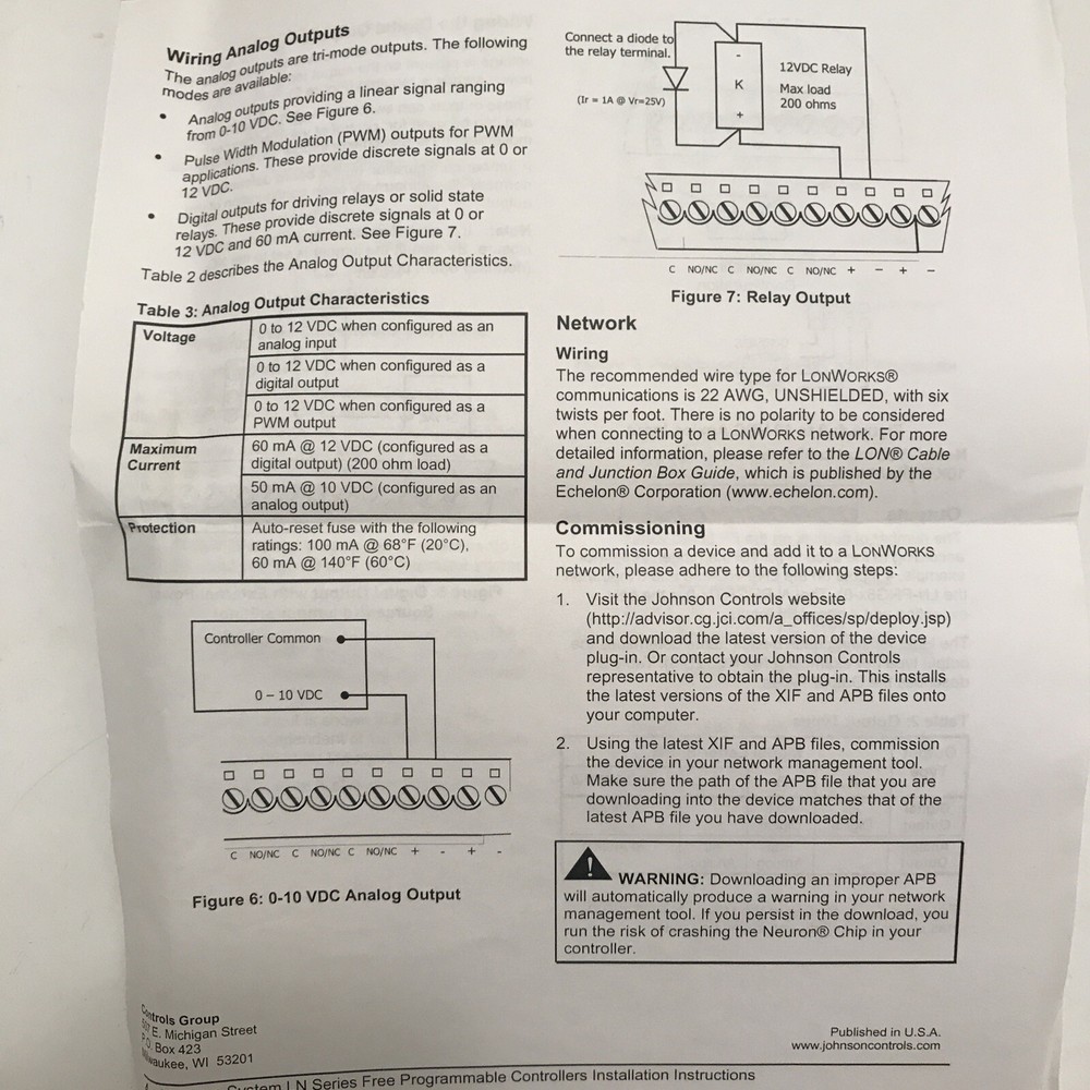 Johnson Controls Metasys LN Series Programmable Controller LN-PRG8B-0