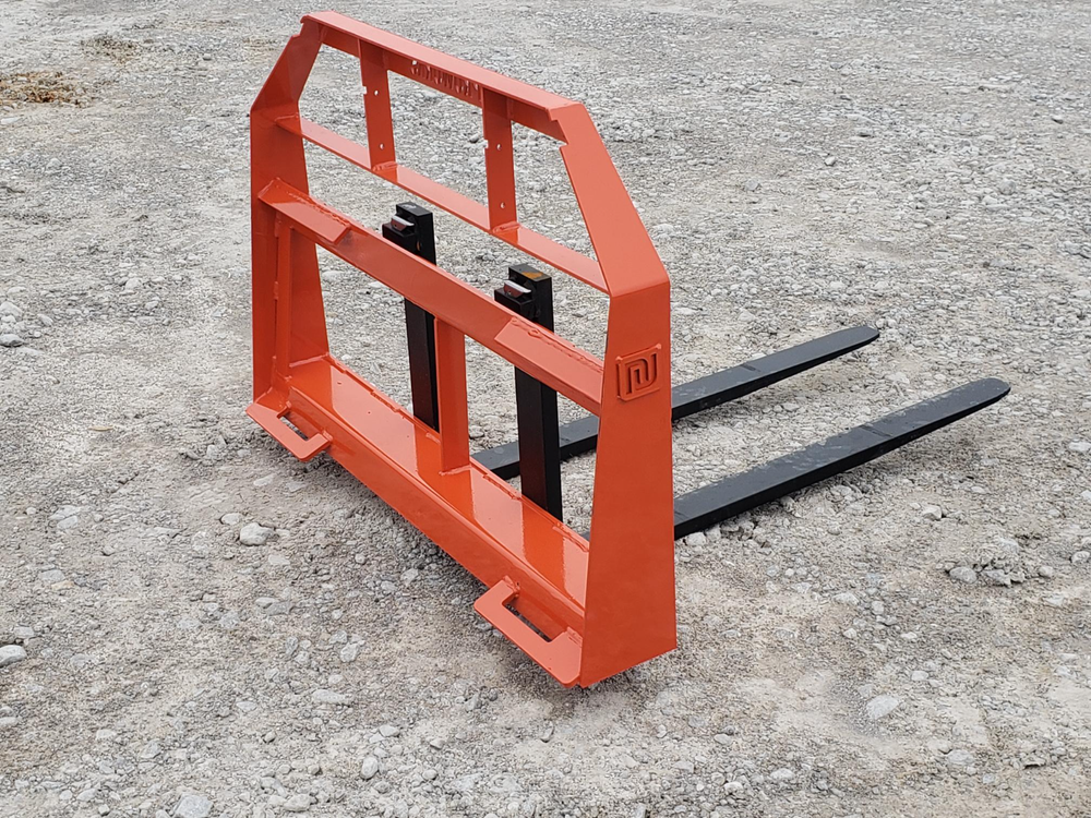 48" Root Rake Clam Grapple and 42" Long Pallet Forks Attachment ComboQuickAttach