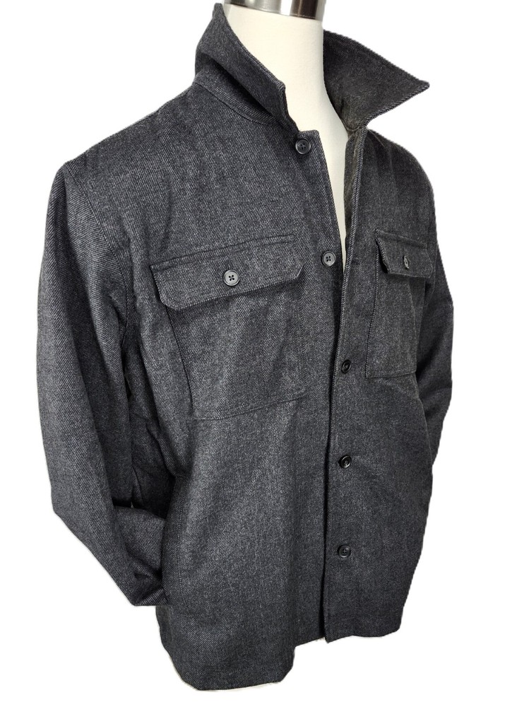 Goodfellow & Co Mens Dark Gray Solid Woven Heavyweight Shirt Jacket, Full Lining