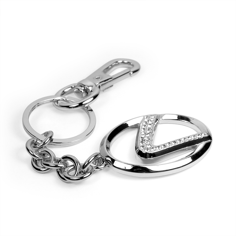 Lexus Logo Chrome Finish Clear Crystals Bling Key Chain