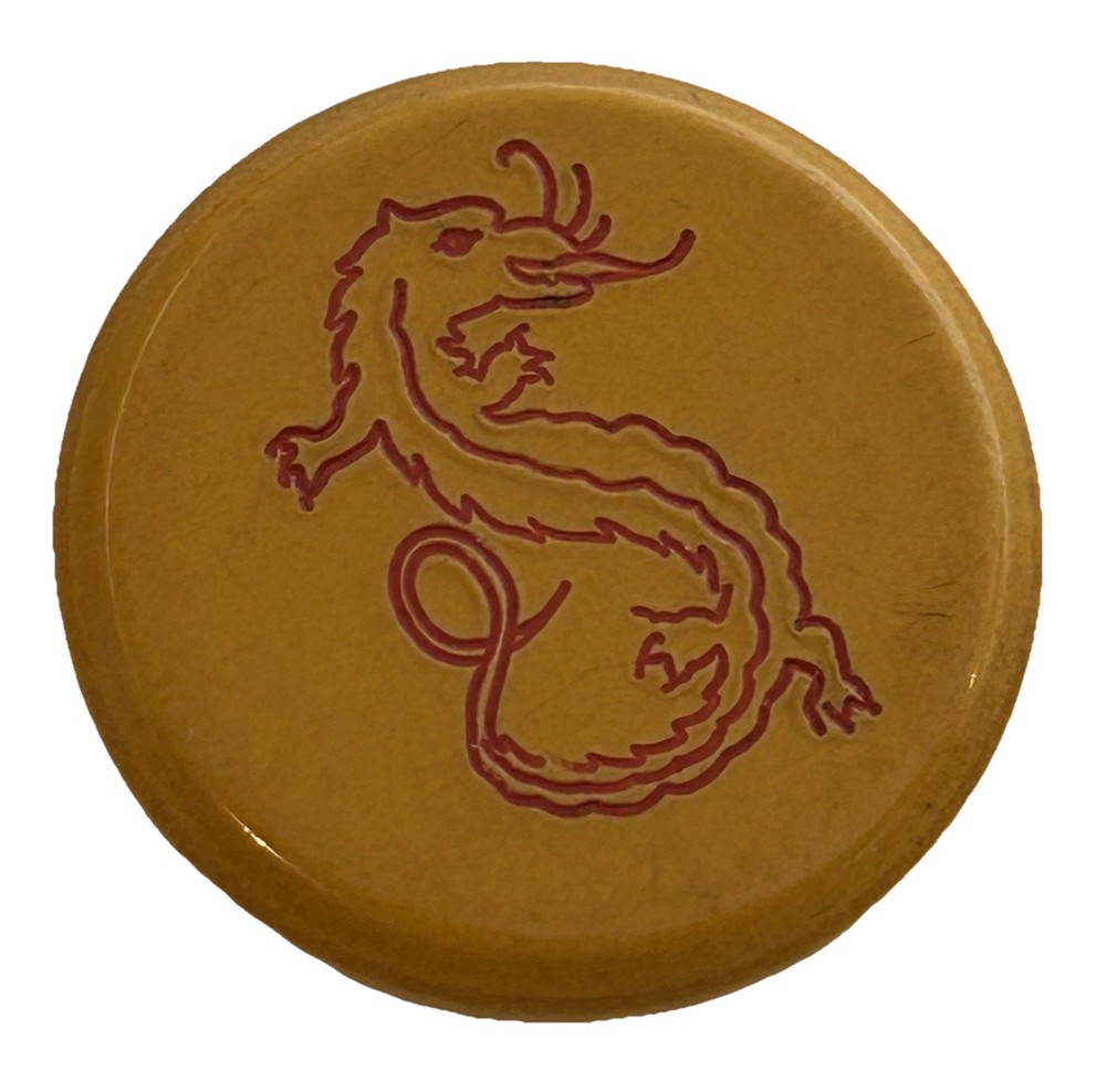 Antique Picture Button Mythological Creature Dragon Bakelite Celluloid?