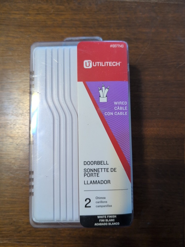 UTILITECH White Doorbell Kit Wired Doorbell 2 Chimes White Finish #0077143 - NEW