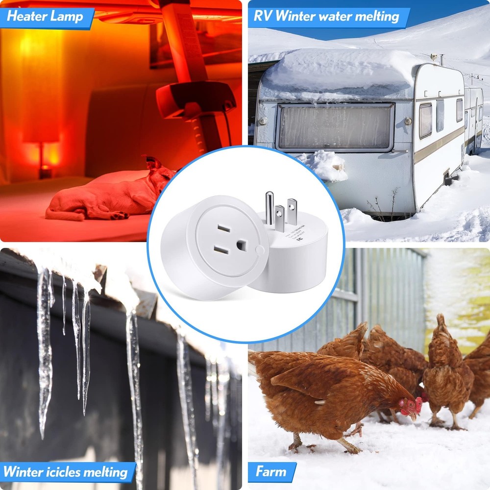 Feekoon 1 Piece Thermostatically Controlled Outlet, On at 32F/Off White
