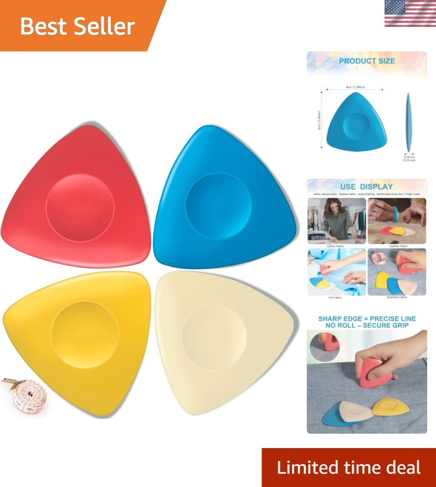 4 Pack Tailors Chalk, Sewing Chalk for Fabric, Professional Washable Triangle...