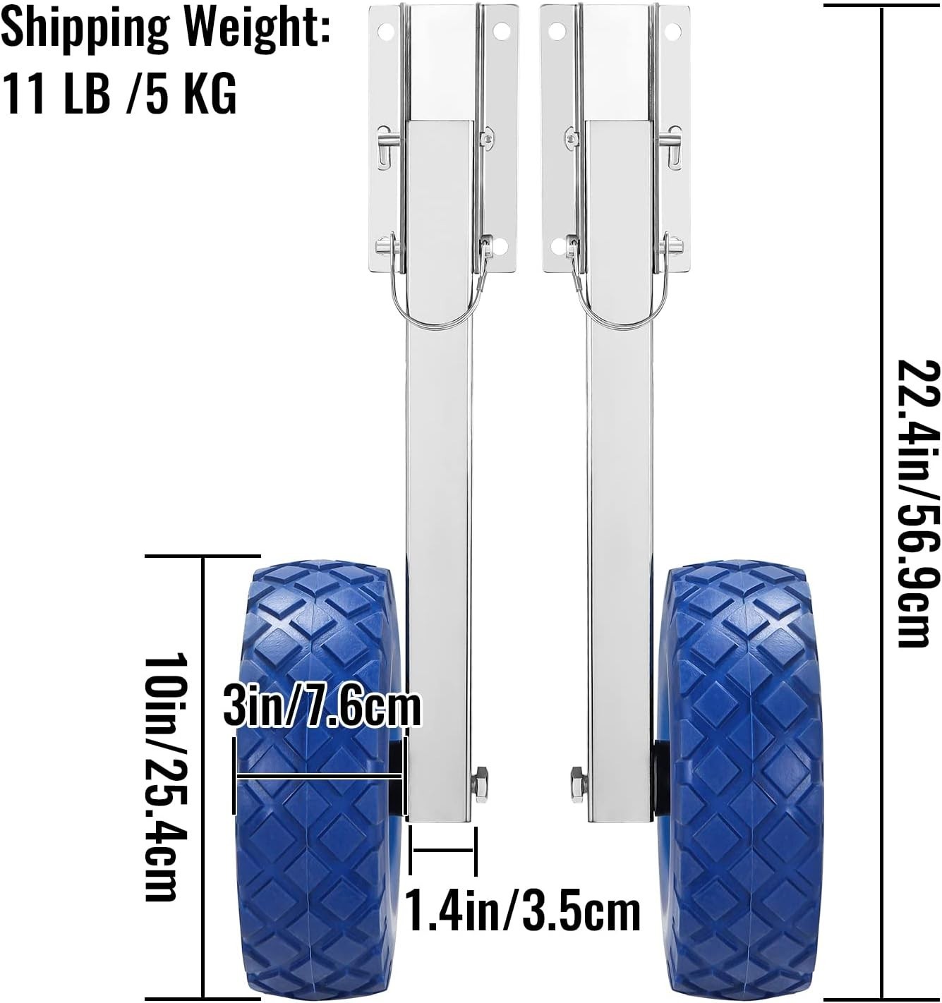 Boat Launching Wheels,10'' Inflatable Boat Launch Wheels 300 LB Loading Capacity