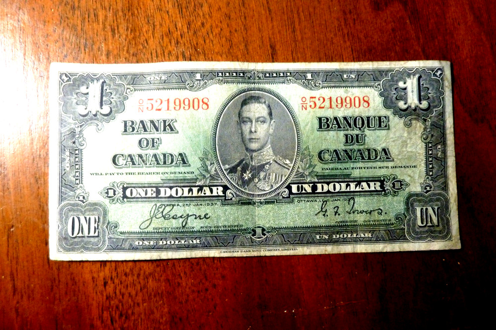 CANADA  1 DOLLAR BANKNOTE  1937  P58d    FINE