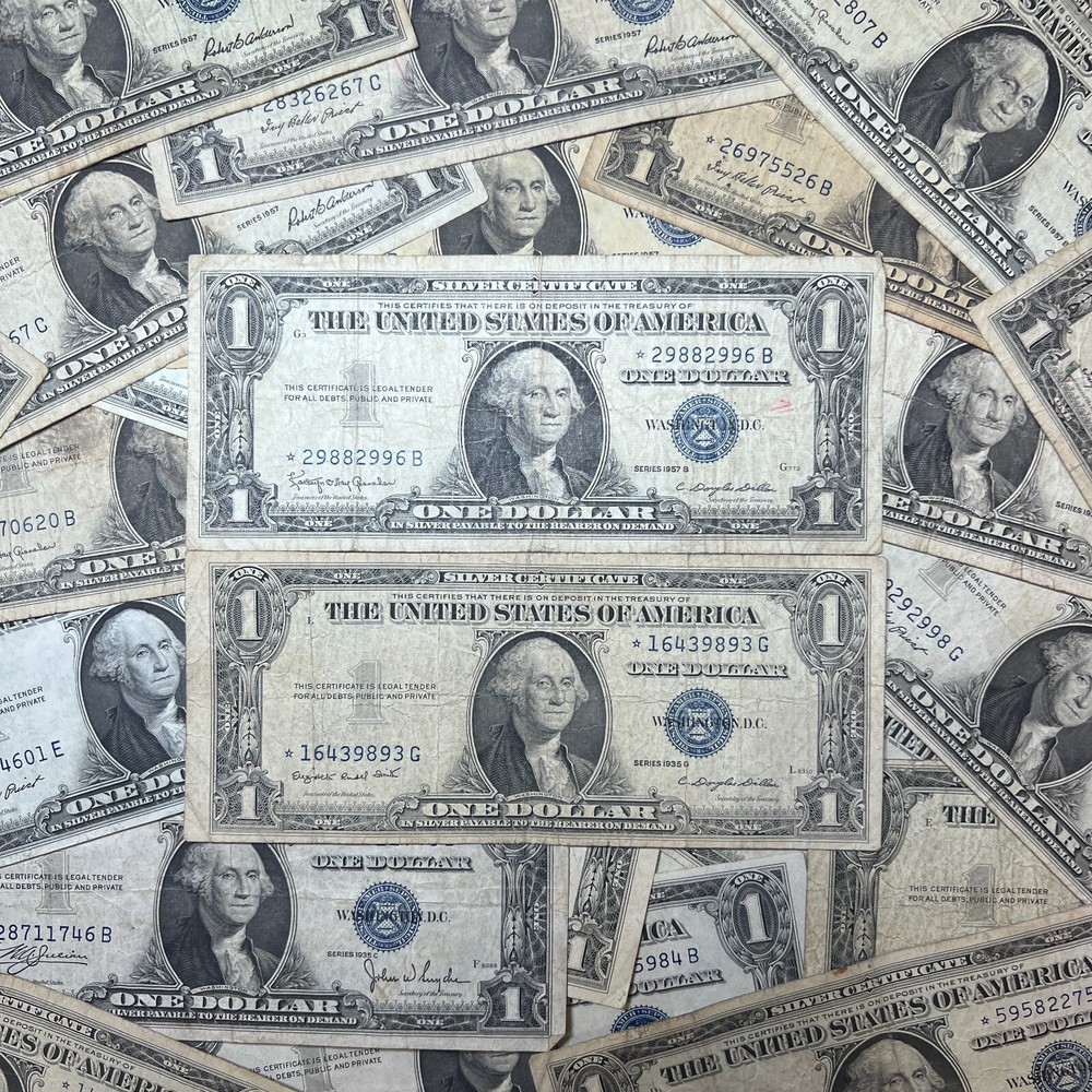 1935 & 1957 STAR NOTES One Dollar Blue Seal Note Silver Certificate Old $1 Bills