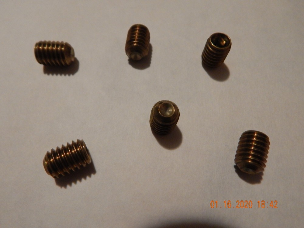 BRASS SOCKET SET SCREWS 3/8-16 x 1/2" CUP POINT 5 PCS. NEW
