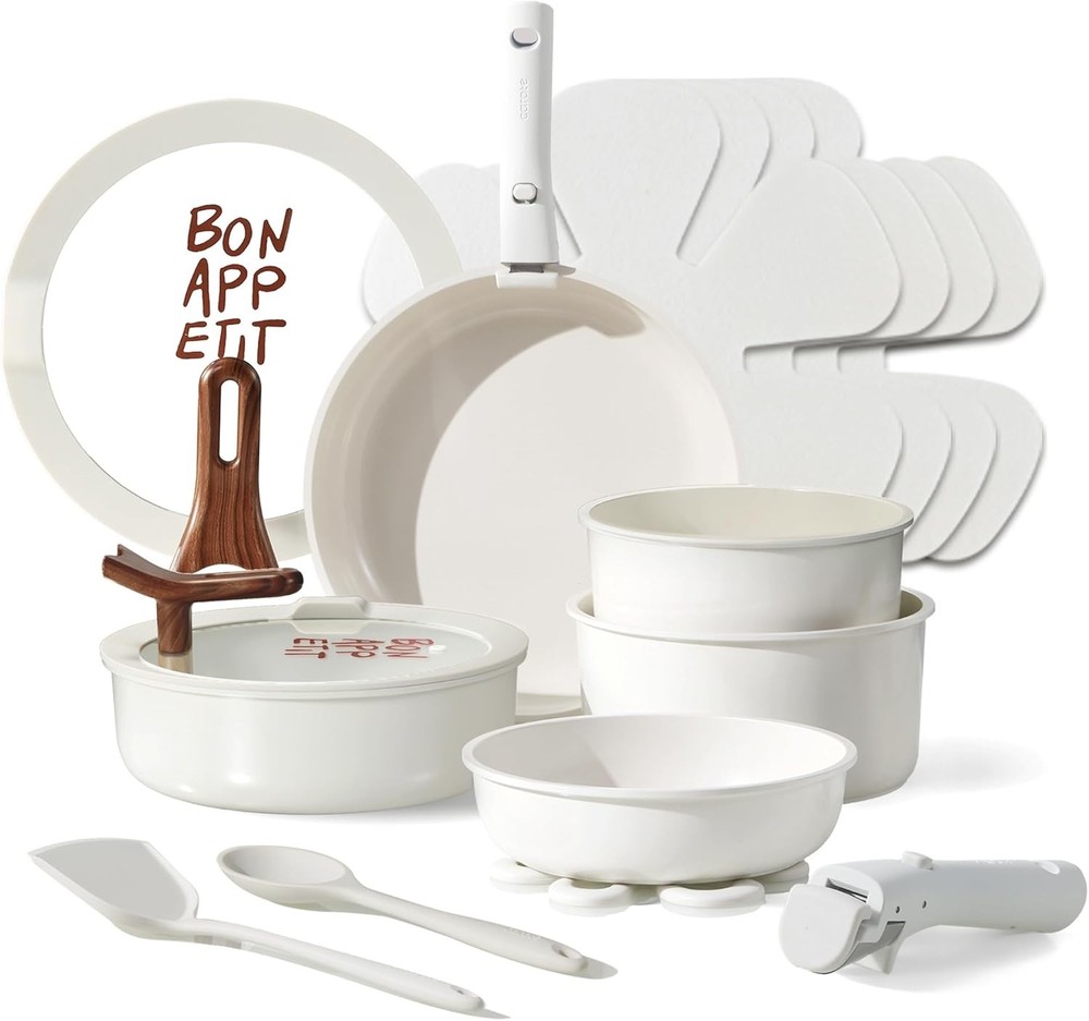 CAROTE 18Pcs Pots and Pans Set Non Stick, Nonstick Ceramic Cookware Set