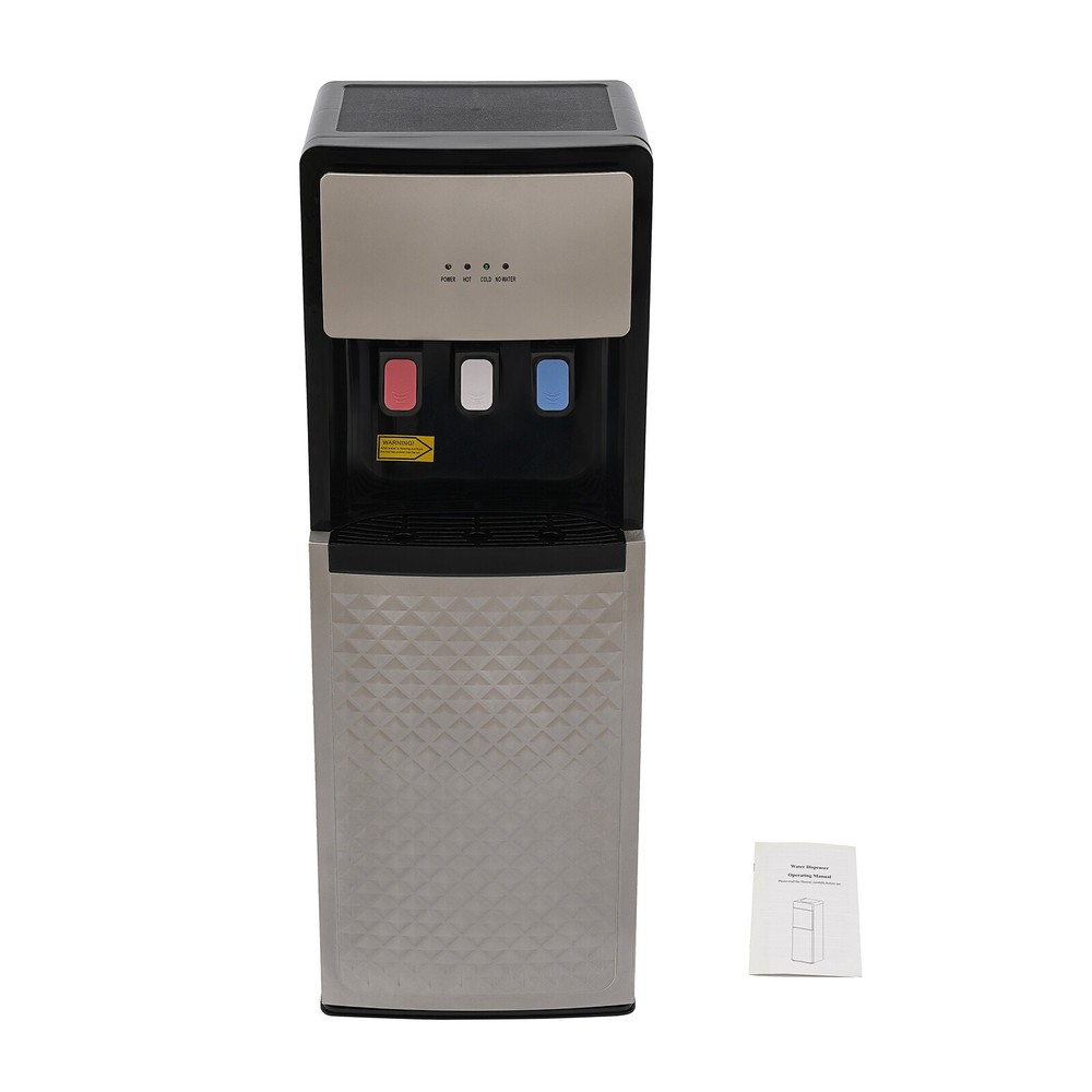 Bottom Loading Water Cooler Water Dispenser 3 Temperature Settings Silver Grey