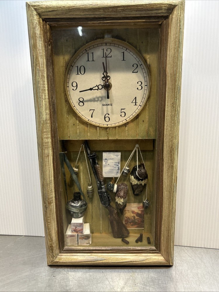 Vintage Duck Hunter Themed Shadowbox Wall Clock