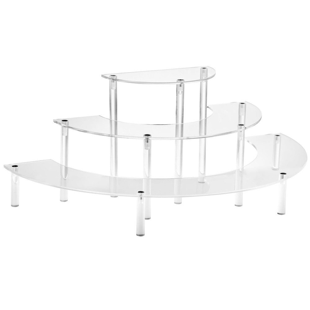 HENABLE Acrylic Display Riser - 3 Tier Clear Cupcake Stand, Perfume Organizer,
