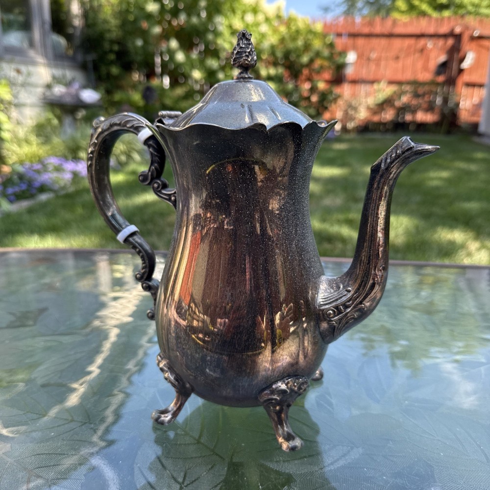 Vintage Leonard Silver Plated Coffee Tea Pot Melon Shape
