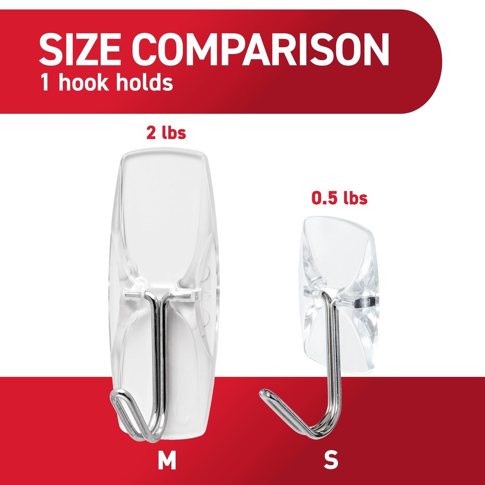 Command Small Clear Wire Toggle Hooks, 10 Wall Hook and 12 Small,