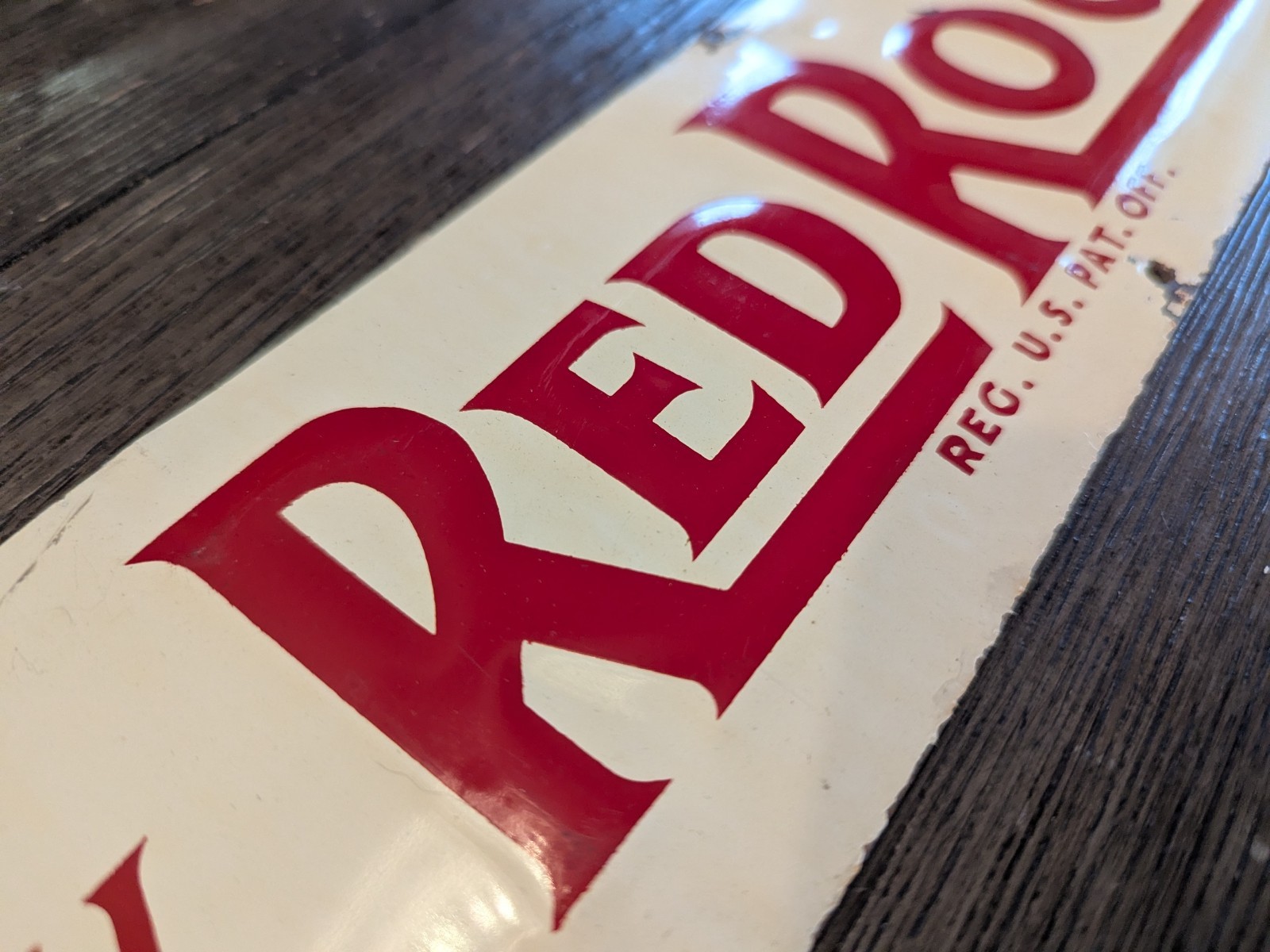 RARE RED ROCK COLA TIN TACKER STRIP SIGN EMBOSSED STOUT CO. 100% ORIGINAL