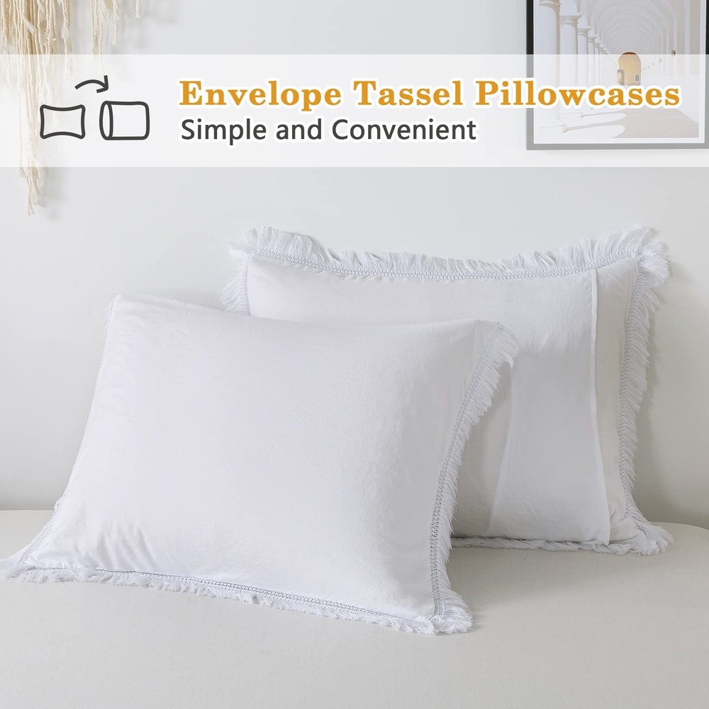 Andency White Comforter Set Full, 3 Pieces Boho Lightweight Bedding Comforter...