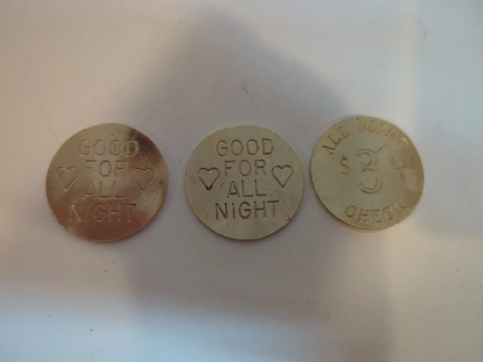 Set of 3 Novelty Saloon Tokens - See Photos / Description