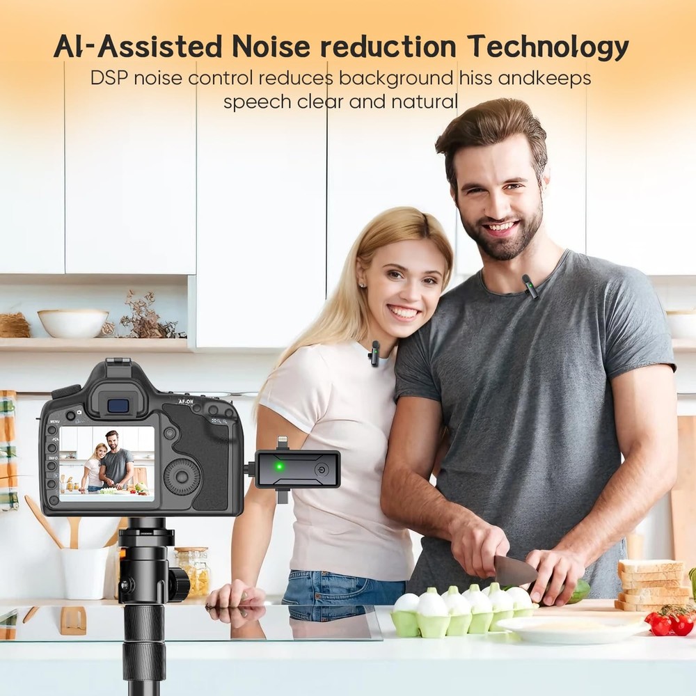 Wireless Mini Lavalier Microphone for iPhone - 3 in 1 Bluetooth Microphone wi...