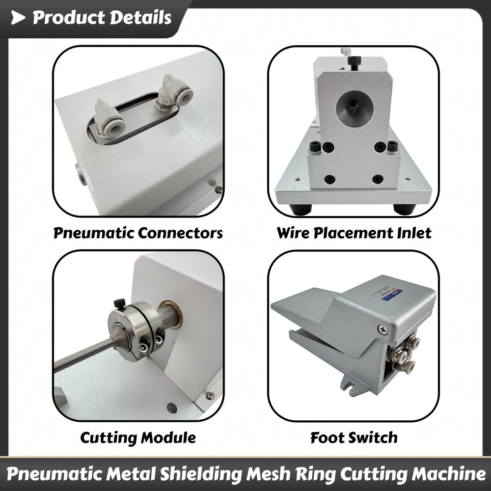 Pneumatic Metal Shielding Mesh Ring Cutting Machine for Energy Cable Assembly