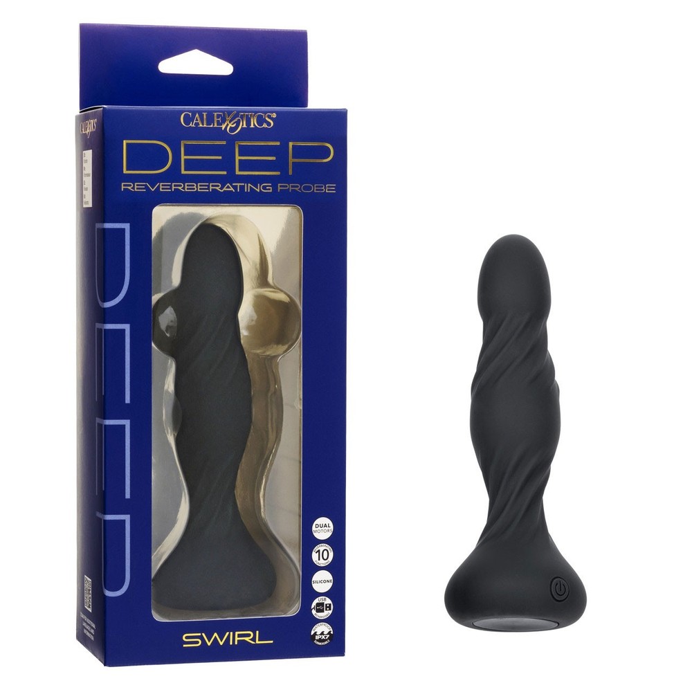 CalExotics Deep Swirl Vibrating Butt Plug Probe Black