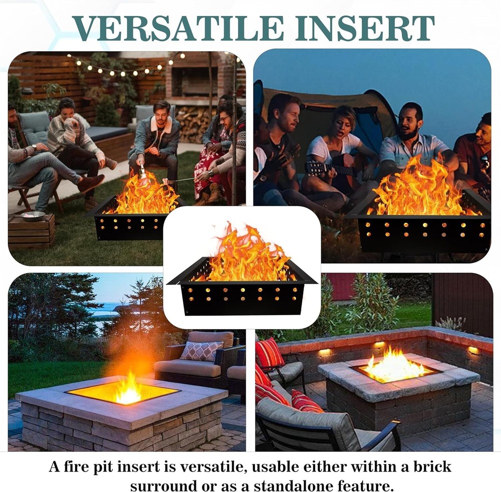 Fire Pit Ring Insert Square 32" OD & 24" ID With Coller Support & Air Vents