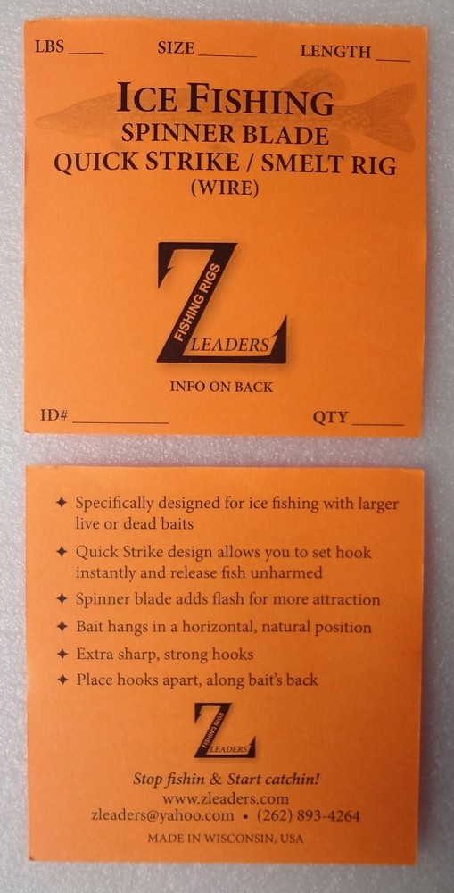 (3 PACK) WIRE - ICE FISHING QUICK STRIKE RIG LEADER - WILLOW SPIN - SELECT SIZE
