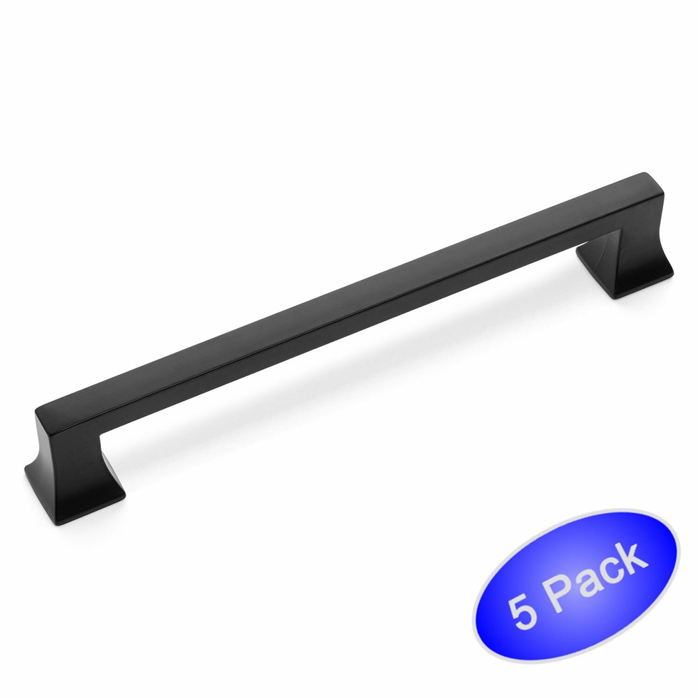 *5 Pack* Cosmas Cabinet Hardware Flat Black Modern Handle Pulls #10556-192FB