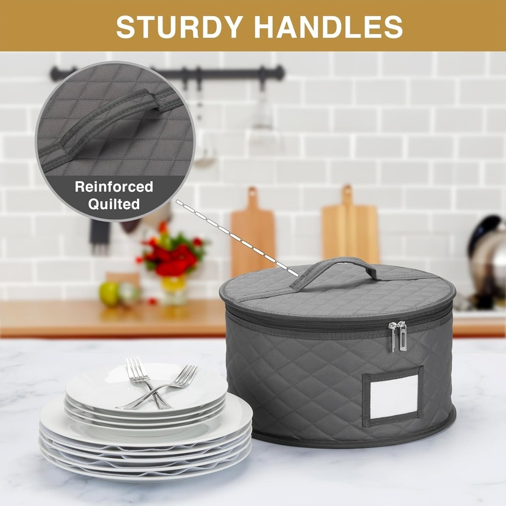 2 Pack 10" Salad Plate Quilted Cases - China Storage Container - Stackable Wi...