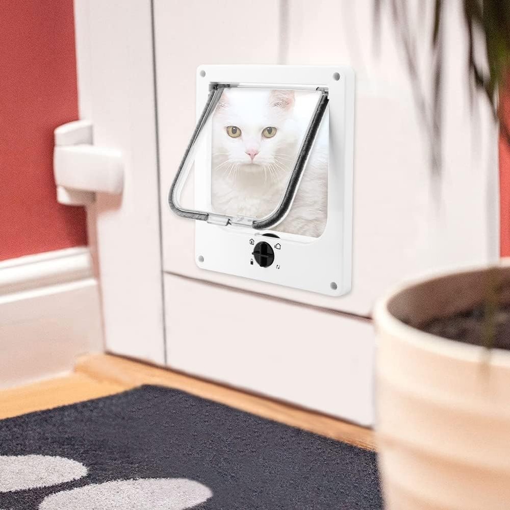 Large Cat Doors(Outer Size 10.6" x 9.2"), 4-Way Locking Cat Door for Interior...