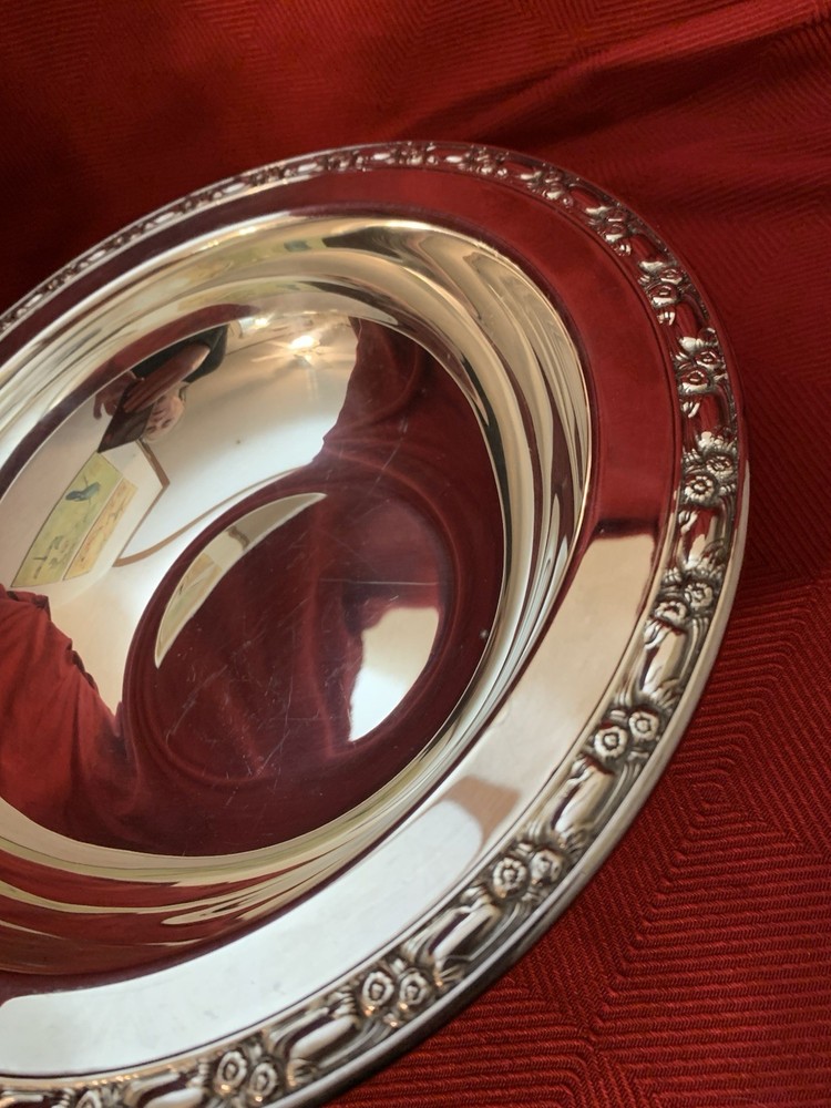 VINTAGE ONEIDA SILVERSMITH SILVER PLATED BOWL DISH FOOTED 10 1/2" IN DIAMETER