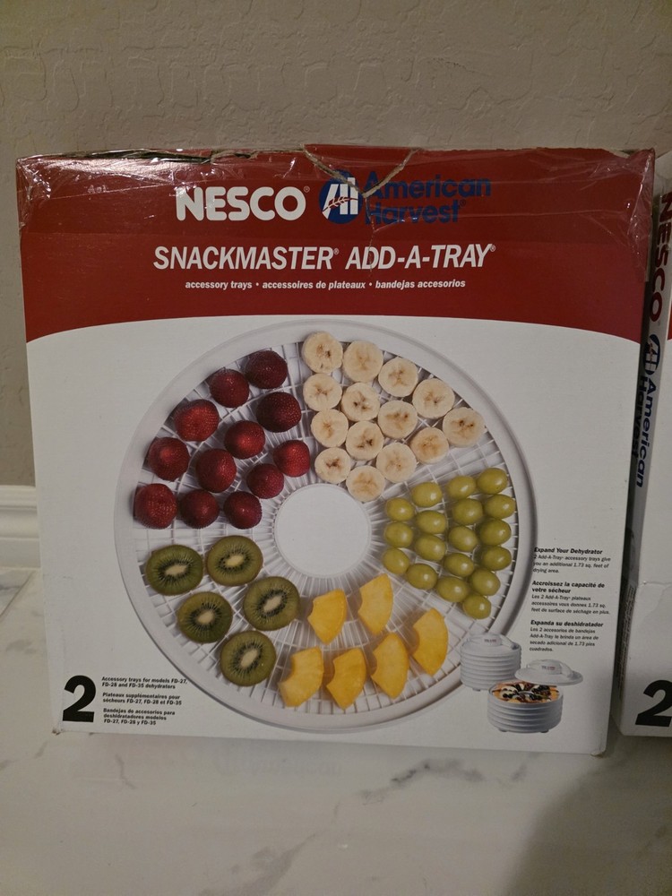 2-Pack NESCO White Add-a-Tray for Dehydrators Models FD-27 FD-28 FD-35 OPEN BOX