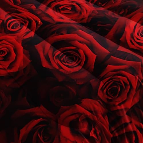Gothic Size Bedding Set with Skull & Rose Comforter, Black & Red King Skull 16