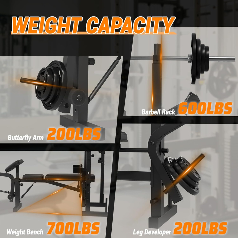 Adjustable Weight Bench, Foldable Flat Incline Decline Workout Bench & All-In-On