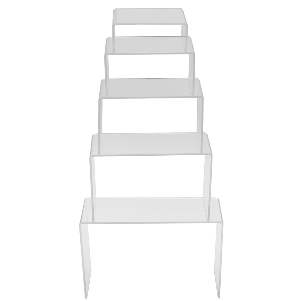 10 Pcs Clear Acrylic Display Risers, 3"" 4"" 5"" 6"" 7"" Rectangular Showcase...