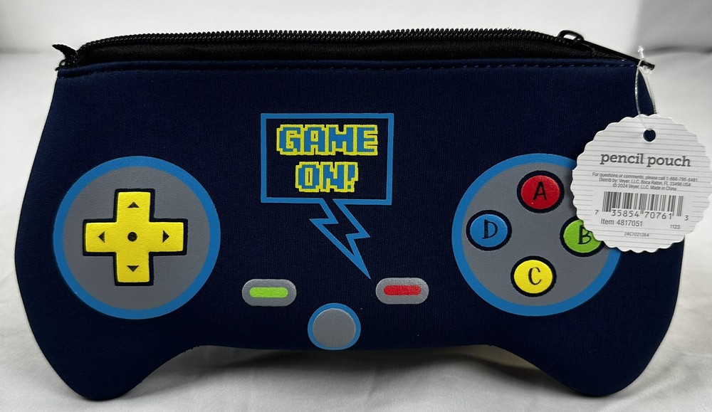 Game Controller Shaped Pencil Pouch Zipper Case - "Game On!" Back to School