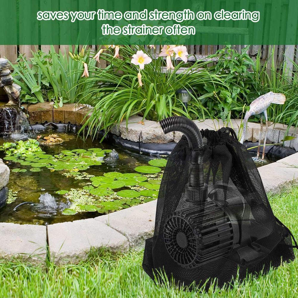 2Pcs Water Pump Filter Net Tear Resistant Drawstring Pond Pump Barrier Mesh Bag