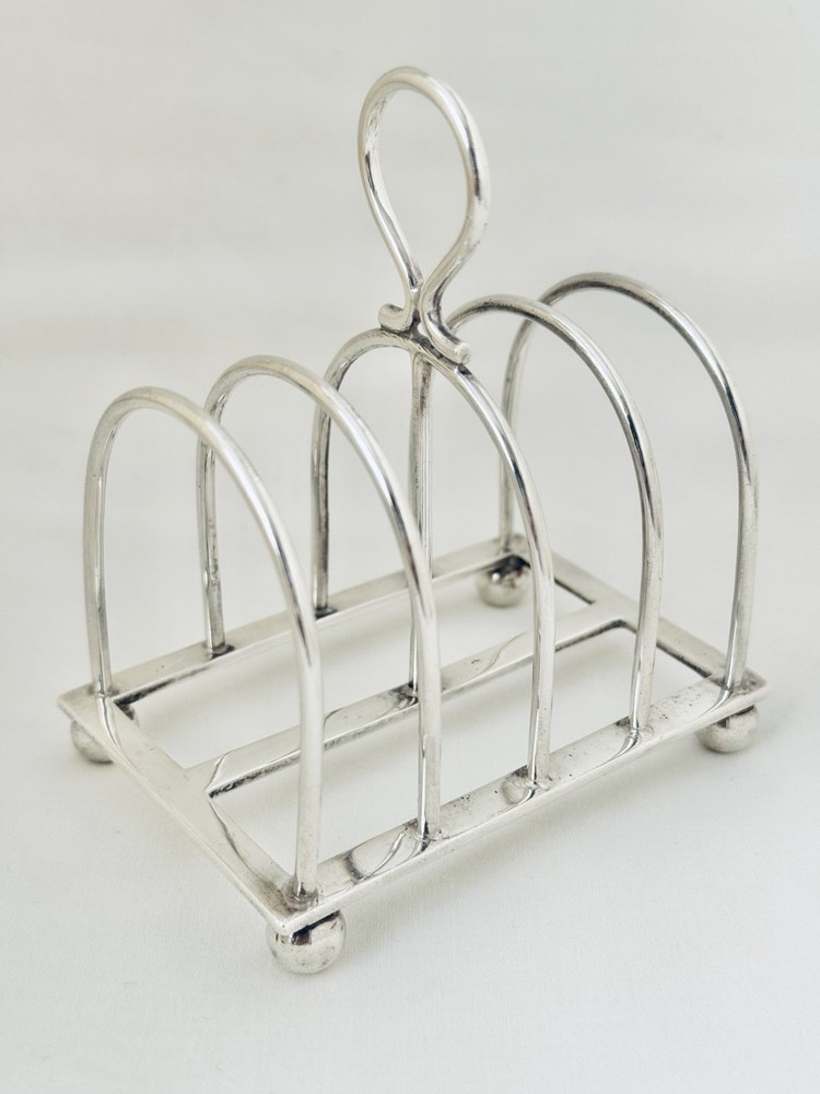 Antique Edwardian Scottish Solid Sterling Silver Toast Rack Edinburgh 1908