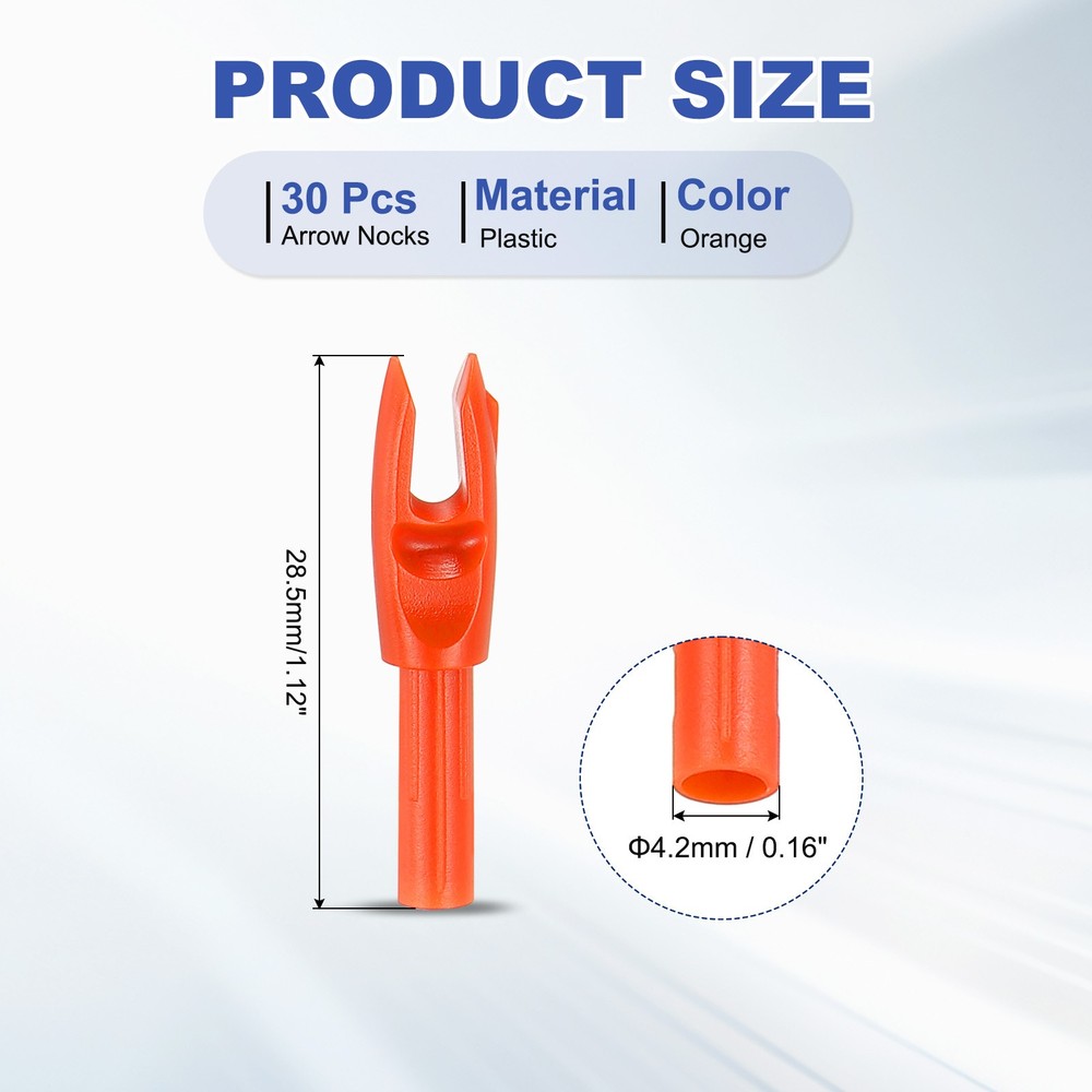 30 Pack Archery Arrows Nocks 4.2mm Plastic Insert Arrow Nock Orange