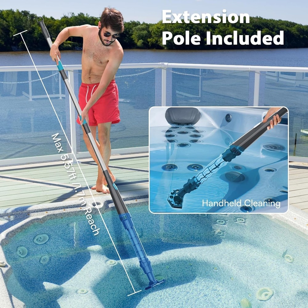 Cordless Pool Vacuum Spa Cleaner; 90 Min Runtime; Handheld