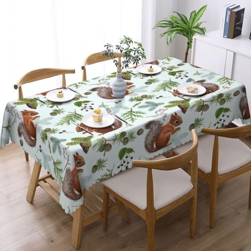 Squirrels Pine Cone Tablecloth Rectangular Table Cloth Table Cover Squirrels 1