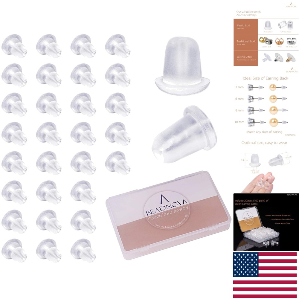 200 Clear Hypoallergenic Earring Backs for Comfort & Security - DIY Essential