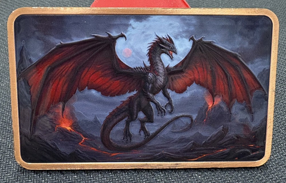 5oz Flying Dragon Colorized Copper Bar in Capsule