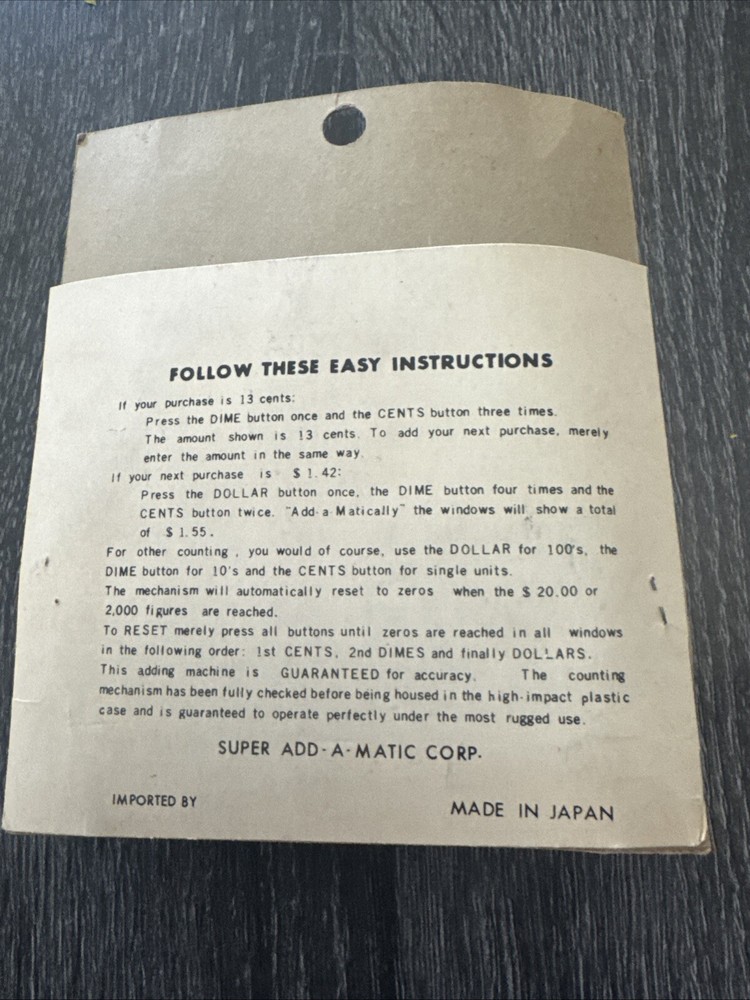 Vintage Add-A-Matic Automatic Adding Machine