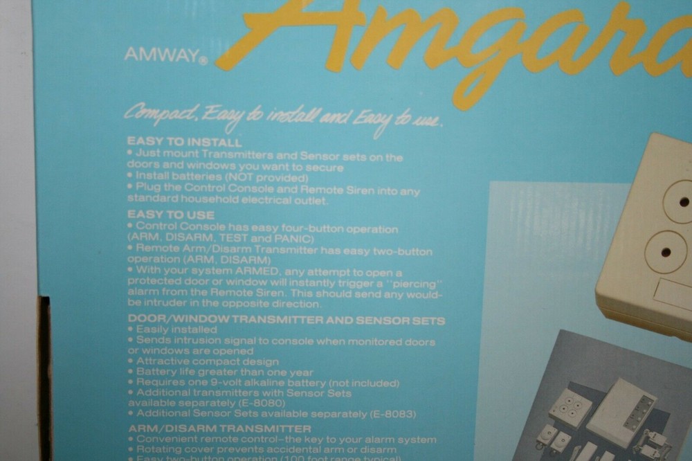 Amway Amgard Scout Model: E-8079 Complete Set Wireless Security Alarm System