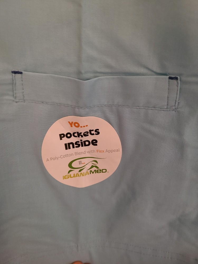 NWT Iguana Med Scrubs Snap Jacket Medium Iced Blue