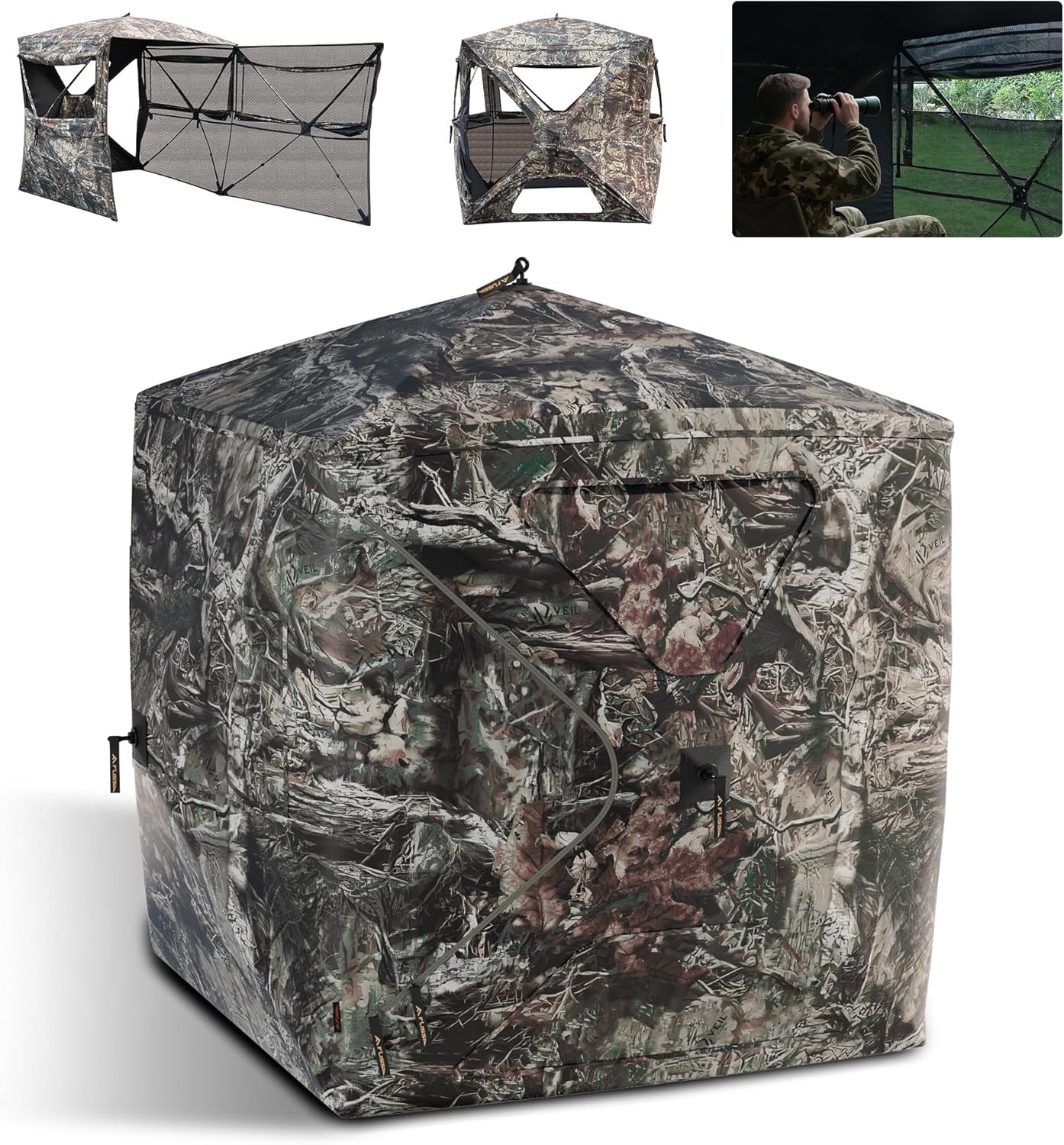 FLISSA Hunting Blind See-Through 3-4 Person 270 Degree with Full-Opening Door