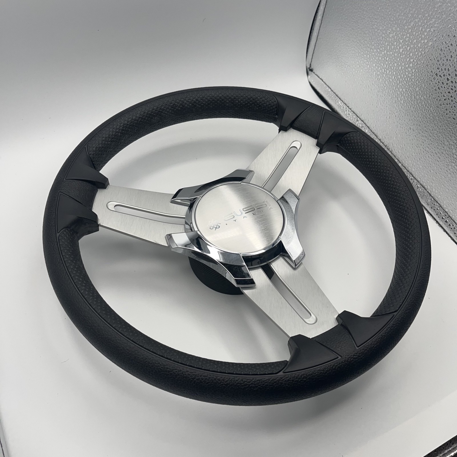 Model 15 Marine Steering Wheel Brushed Aluminum Spokes | Gussi Logo | KEY HUB